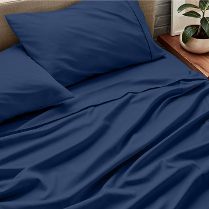 Close-up of sheets and pillowcases on a bed