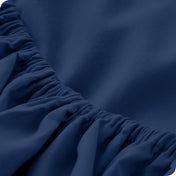 A close-up of a fitted sheet showcasing its elastic edge
