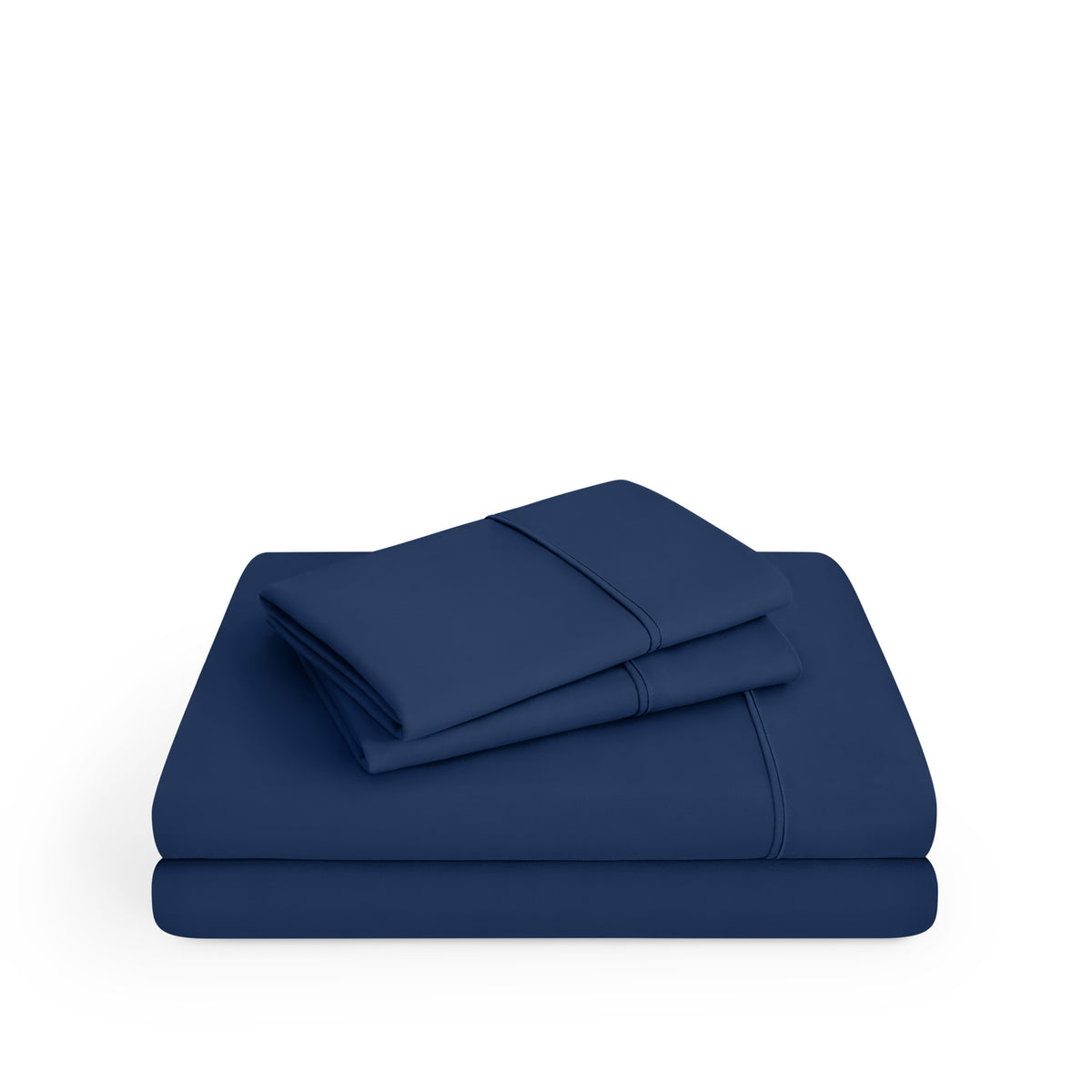 Microfiber sheet set folded and stacked