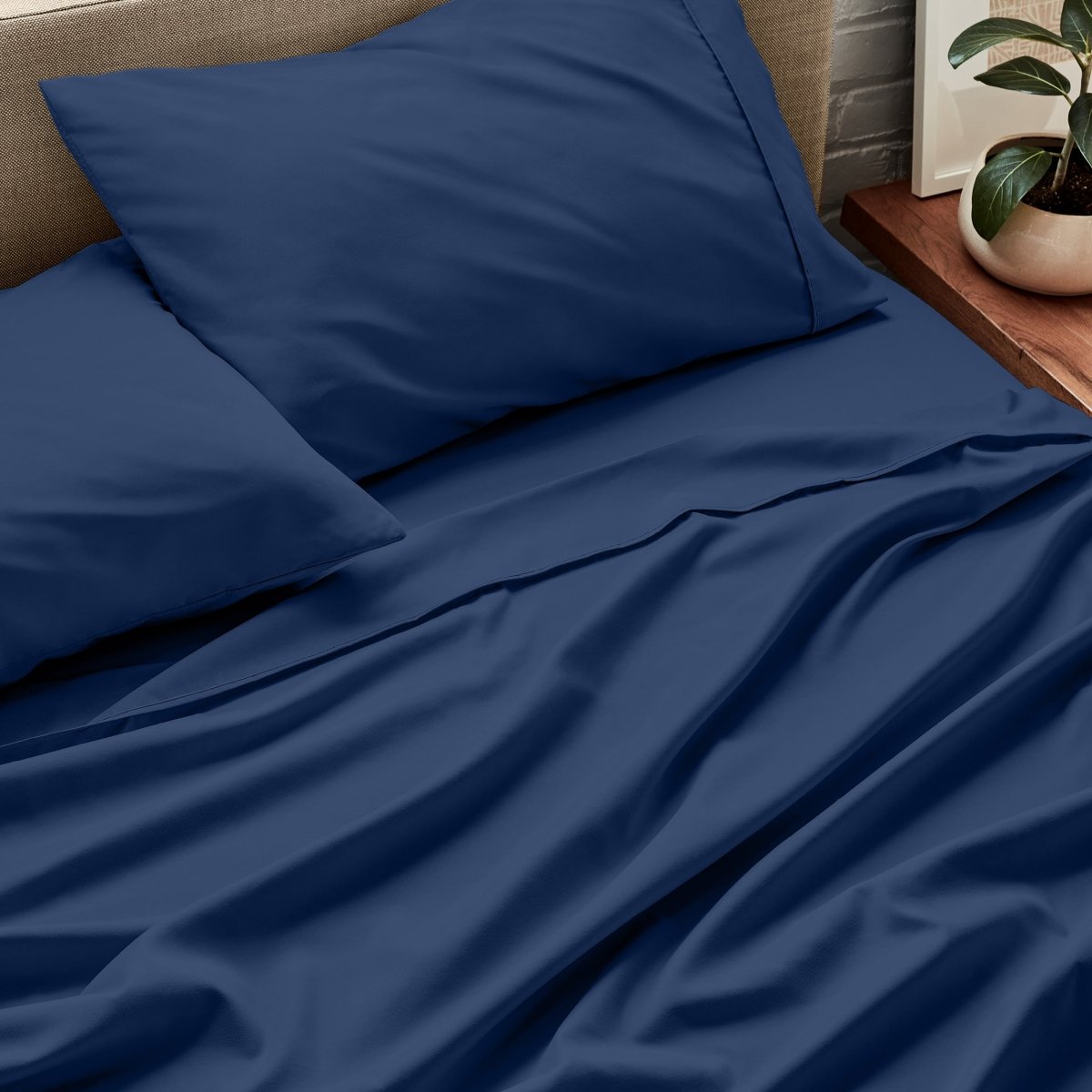 Close up of ultra-soft sheets on a bed