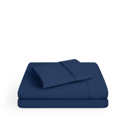 Microfiber sheet set folded and stacked