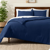 A comforter set on a bed
