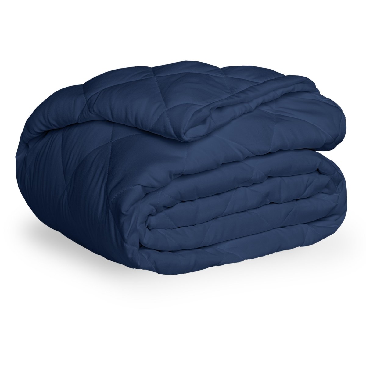 A blue quilted mattress pad