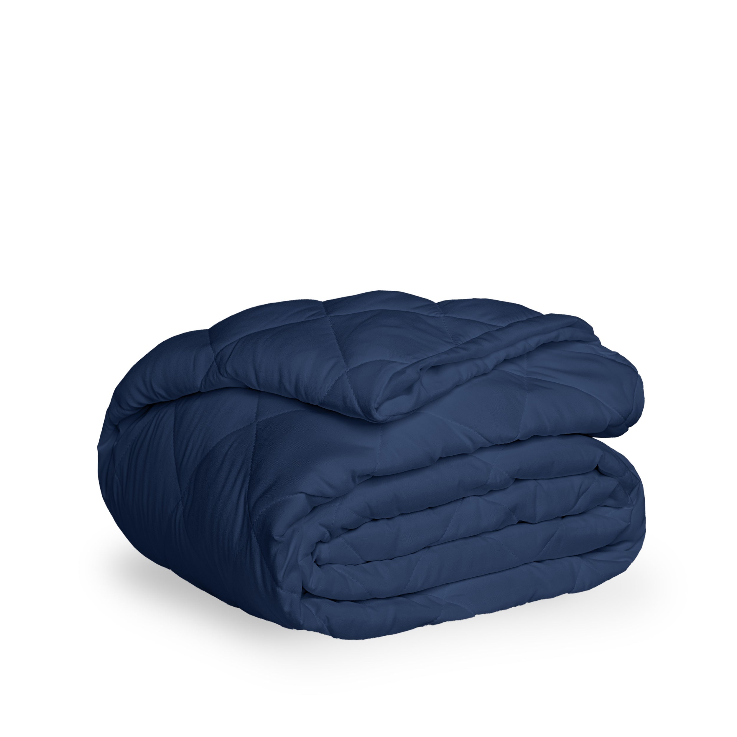 A blue quilted mattress pad