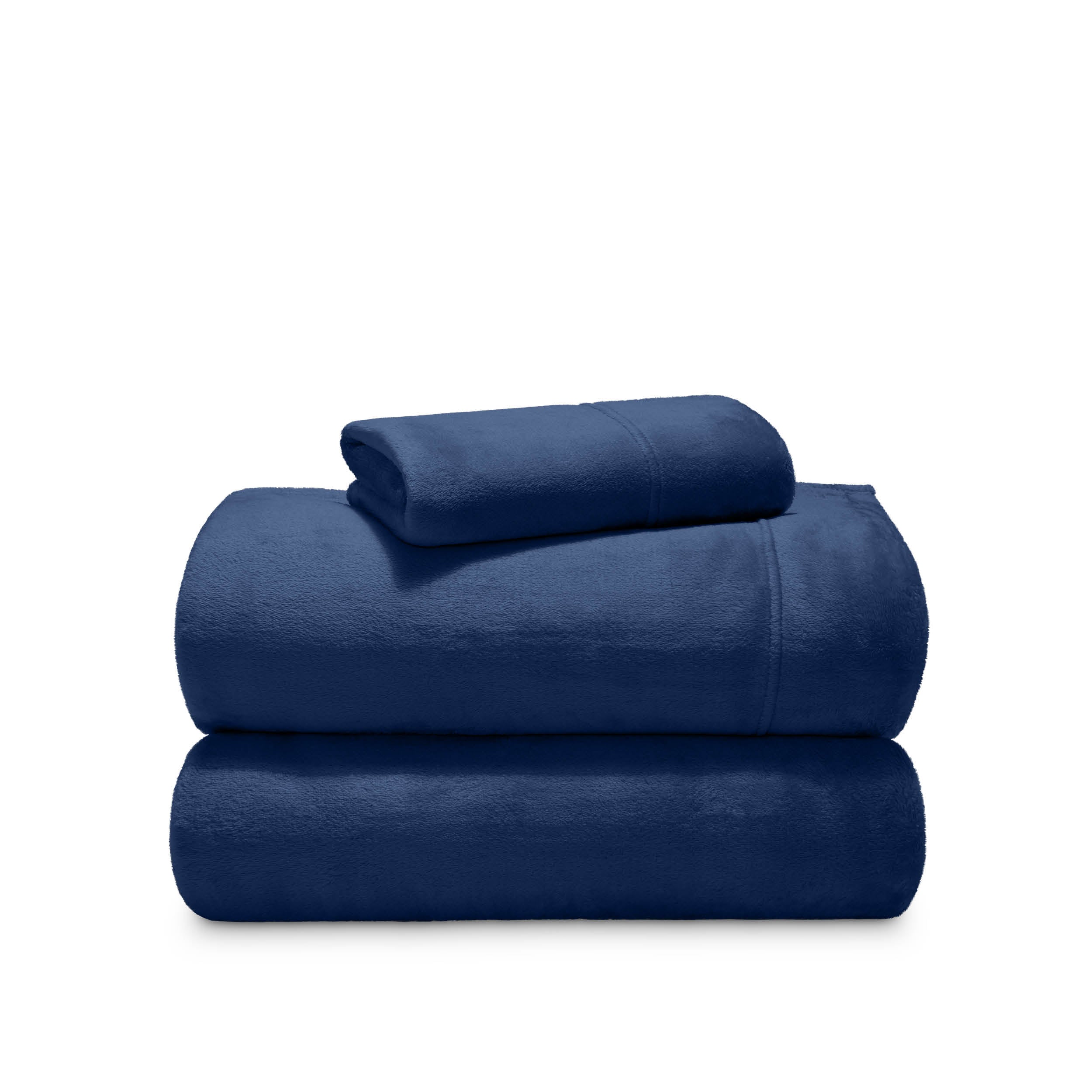 Stack of microplush sheets on a white background