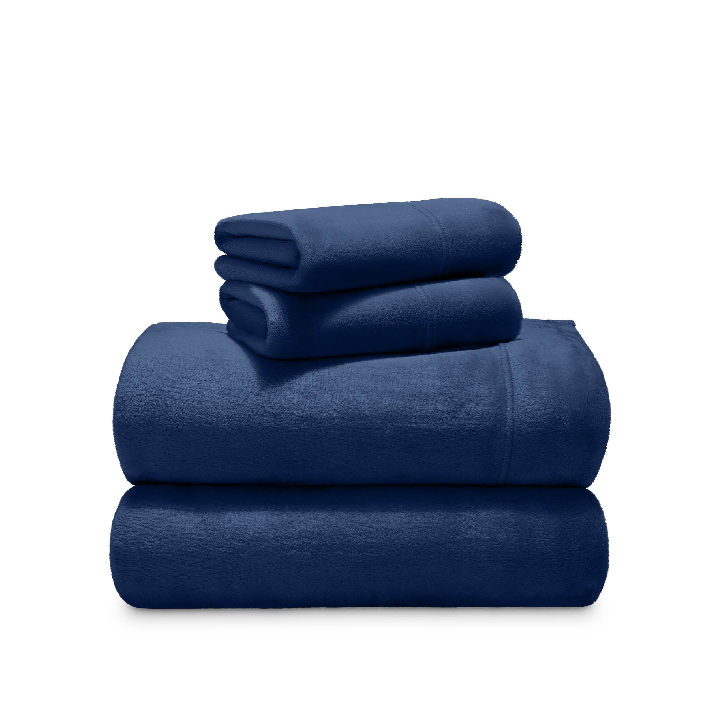 Stack of microplush sheets on a white background