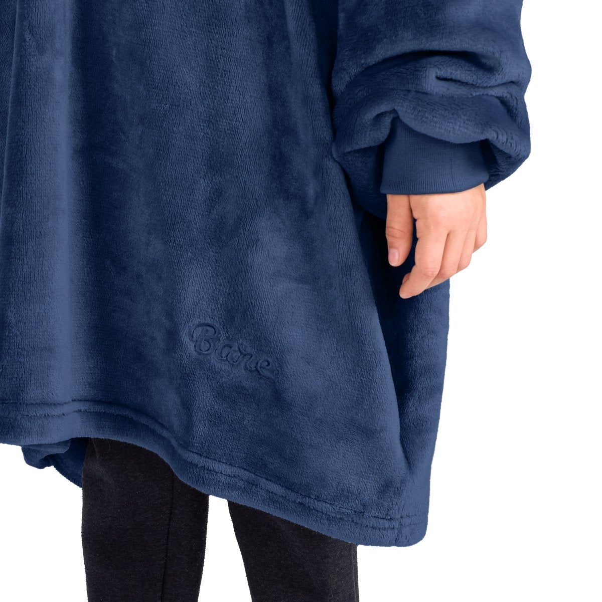 Close up of the side pocket on the wearable blanket
