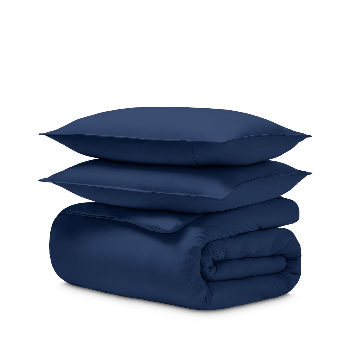 Jersey duvet and pillow shams on a white background