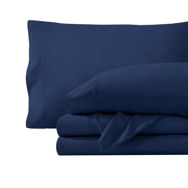 Organic jersey sheet set folded