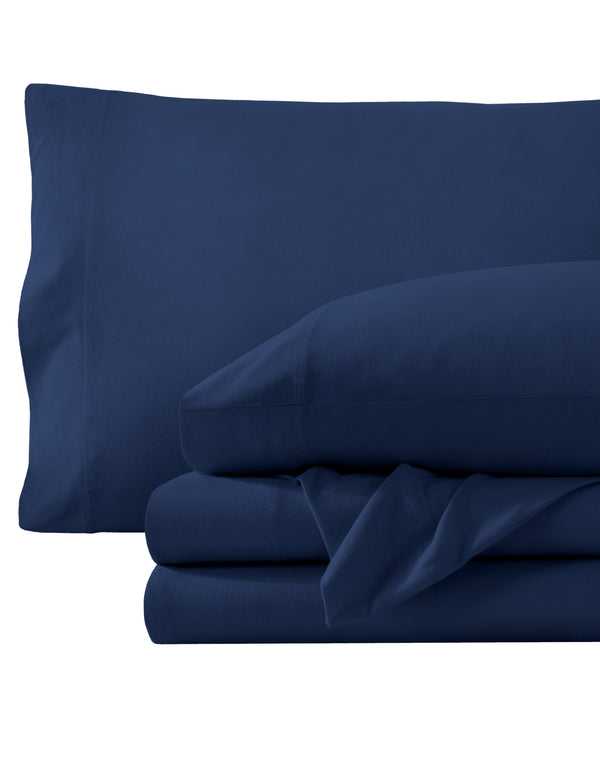 Organic jersey sheet set folded