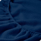 Close up of the elastic portion of a fleece fitted sheet