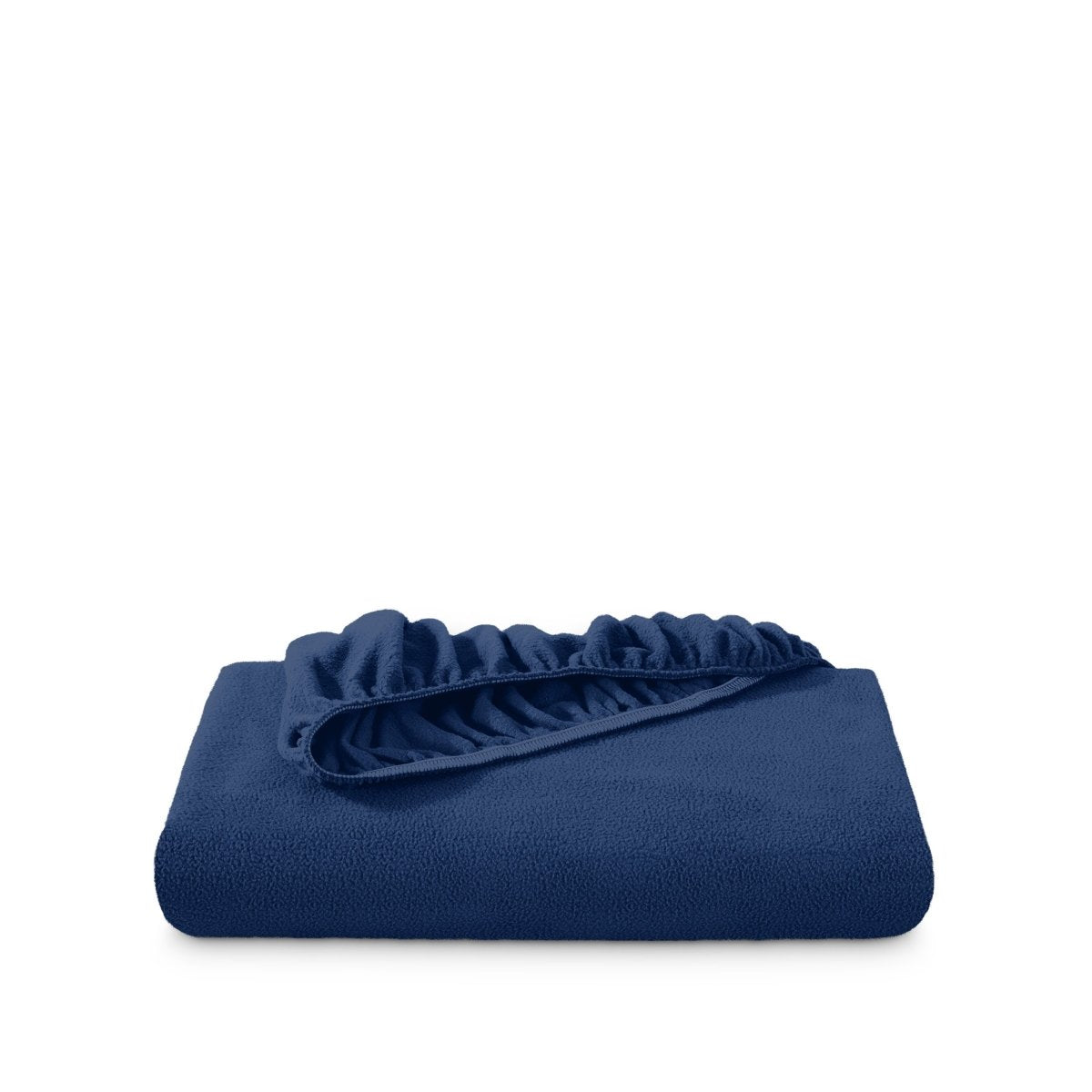 Polar fleece fitted sheet folded on a white background