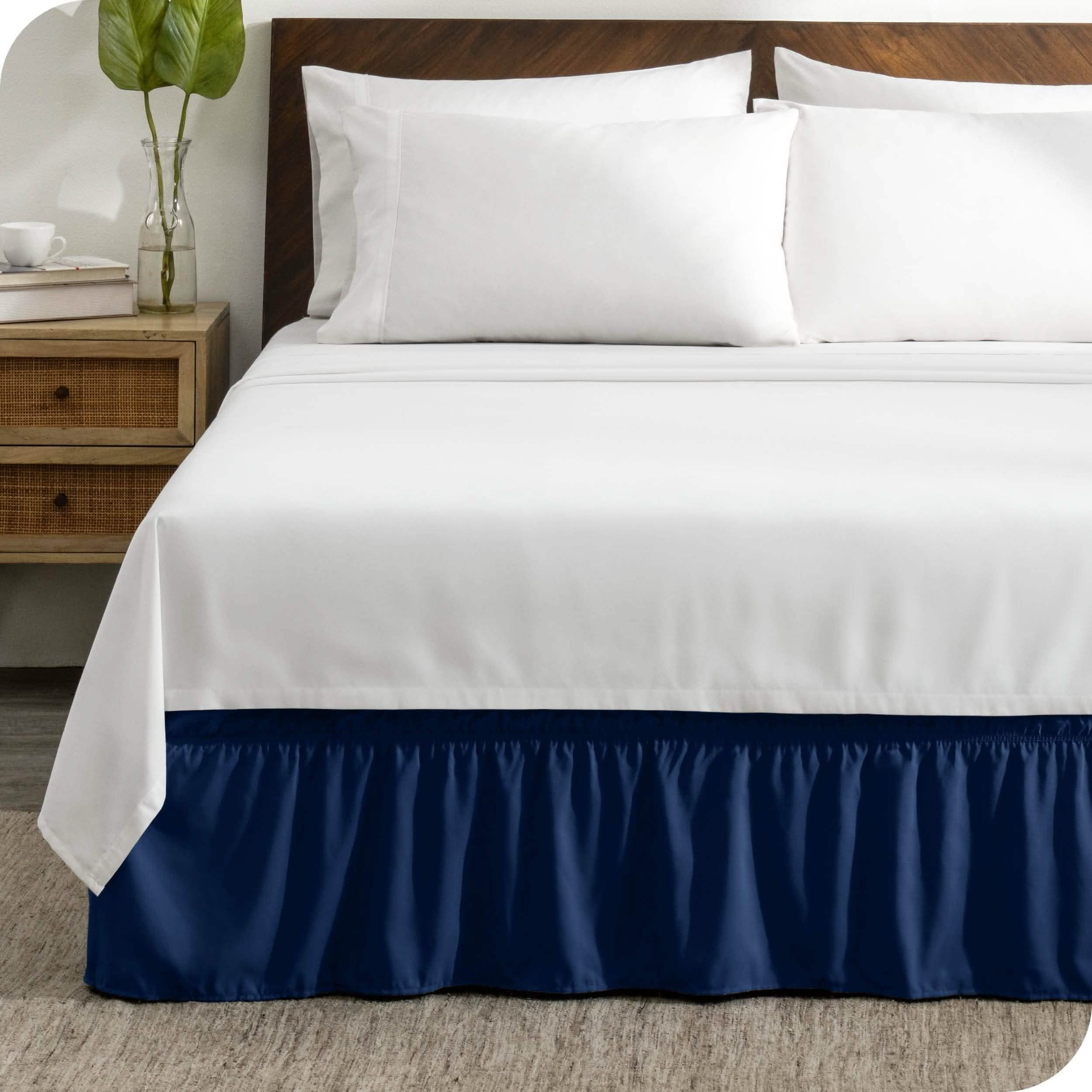 Navy blue bed skirt queen hotsell