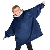 A child with a wearable blanket on