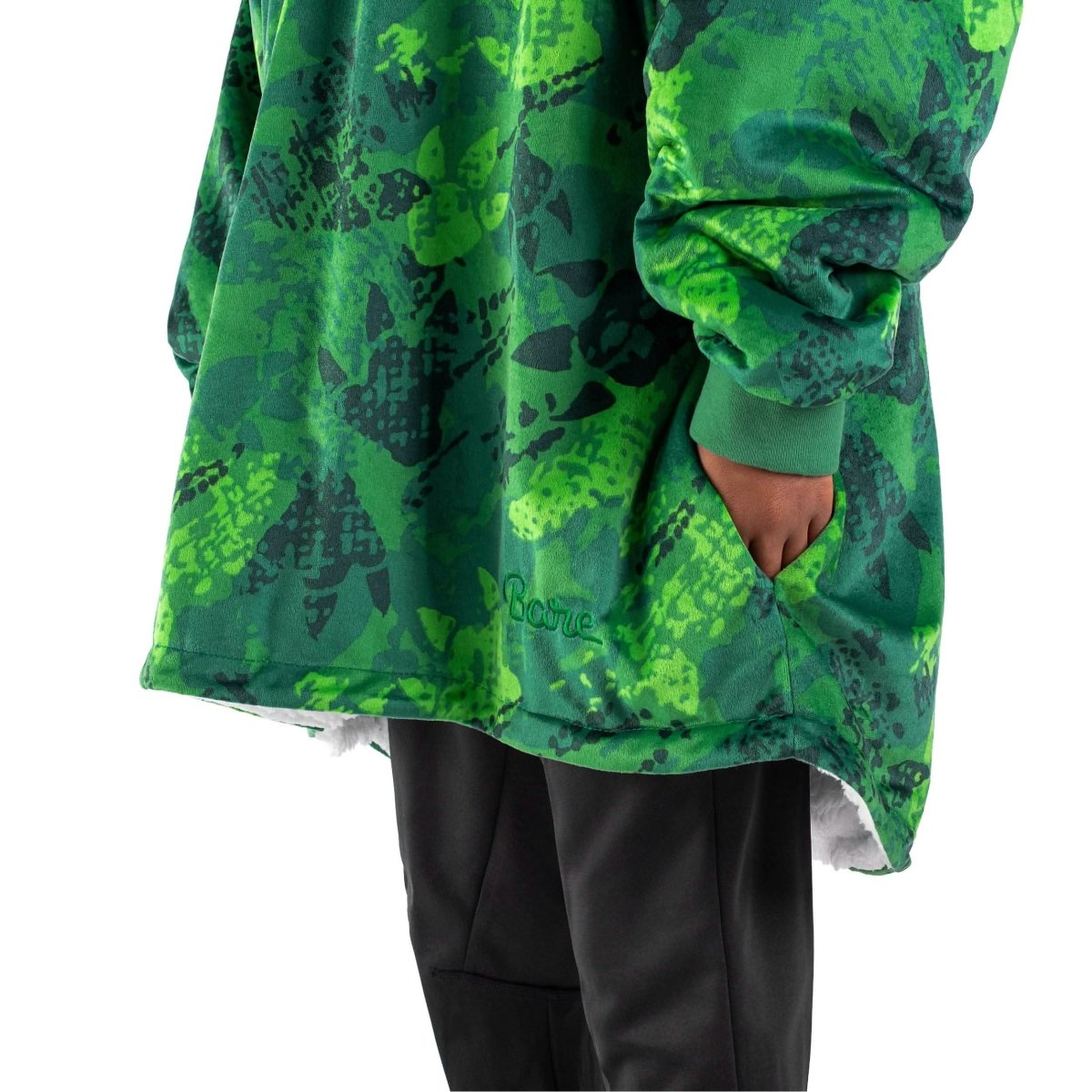 Close up of the pocket of a wearable blanket