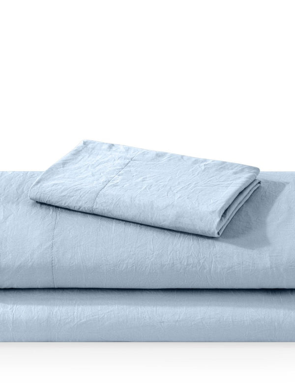 Washed sheet set folded and stacked