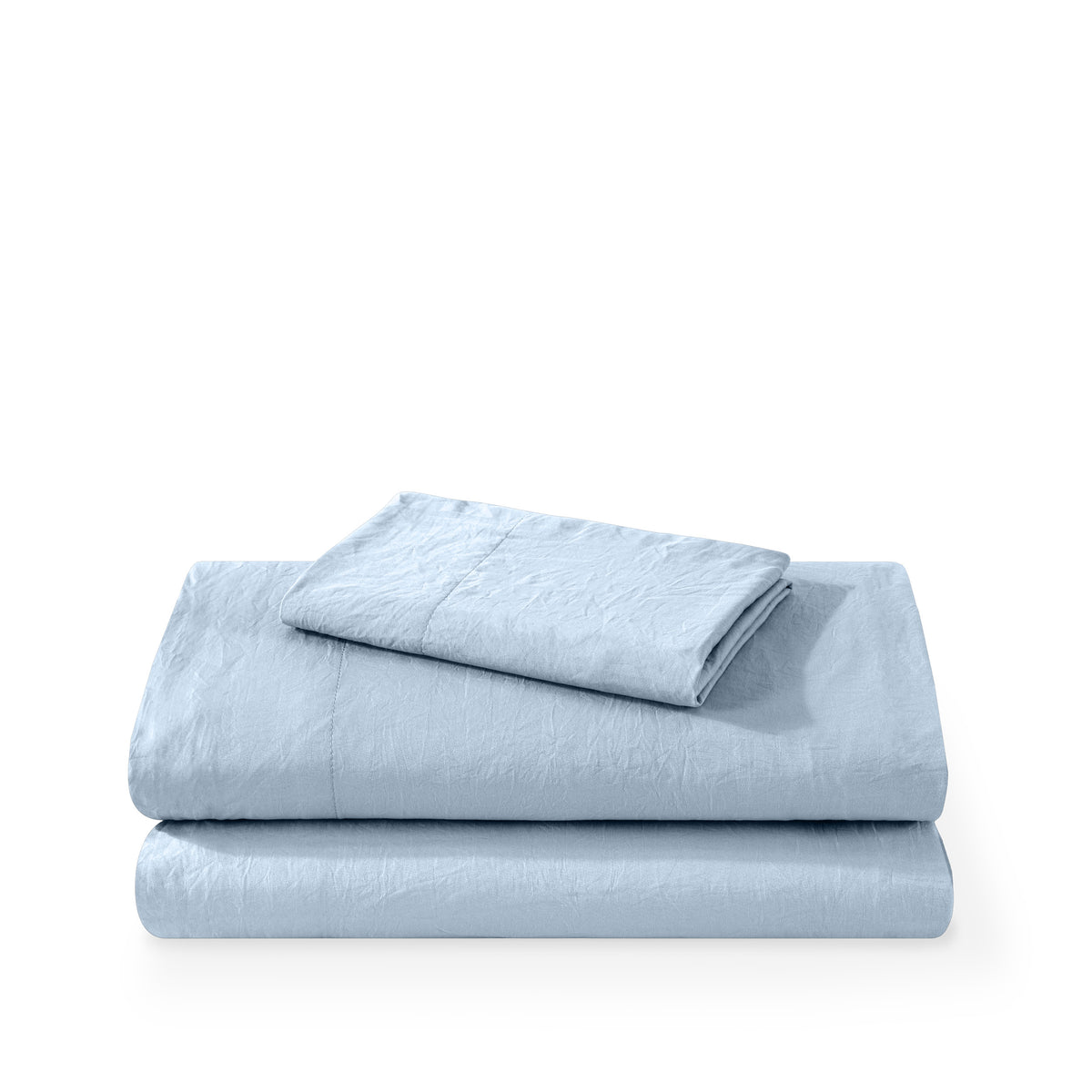 Washed sheet set folded and stacked