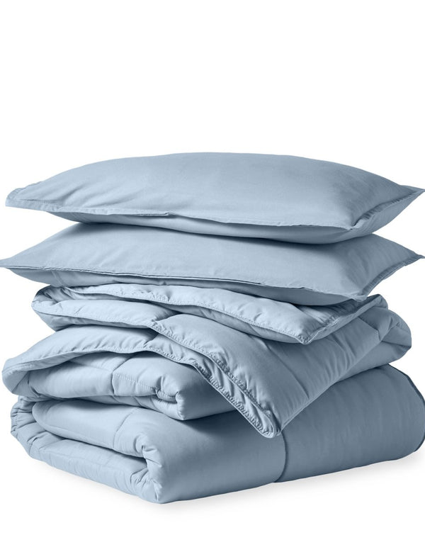 A down alternative comforter folded neatly