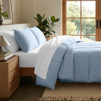 Microfiber comforter set on a bed