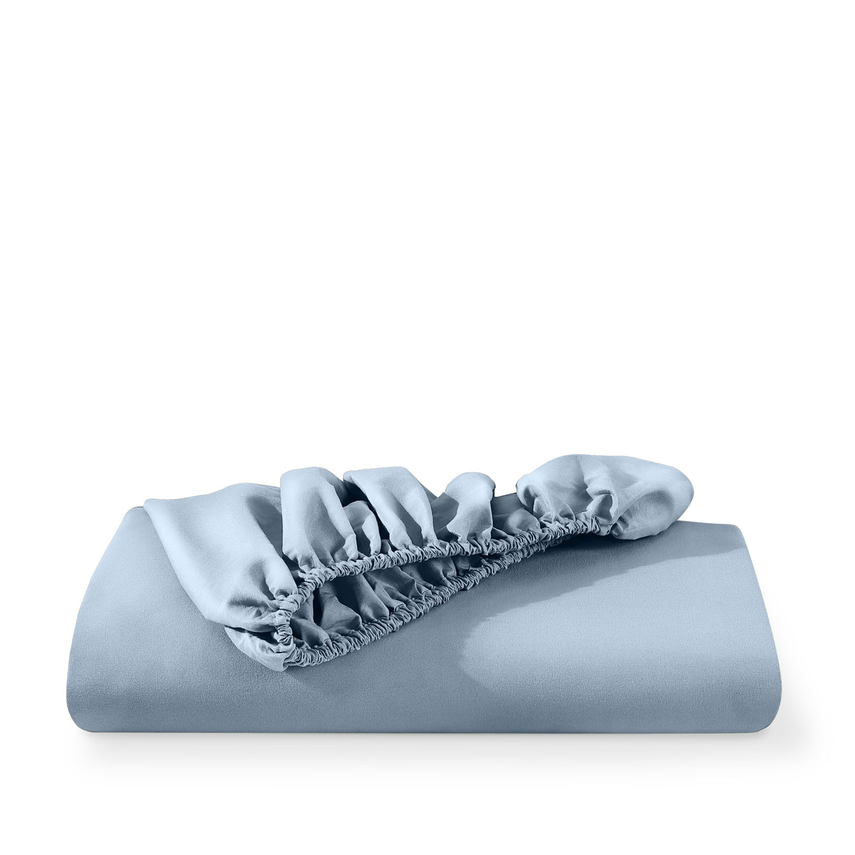 Microfiber fitted sheet folded with a white background