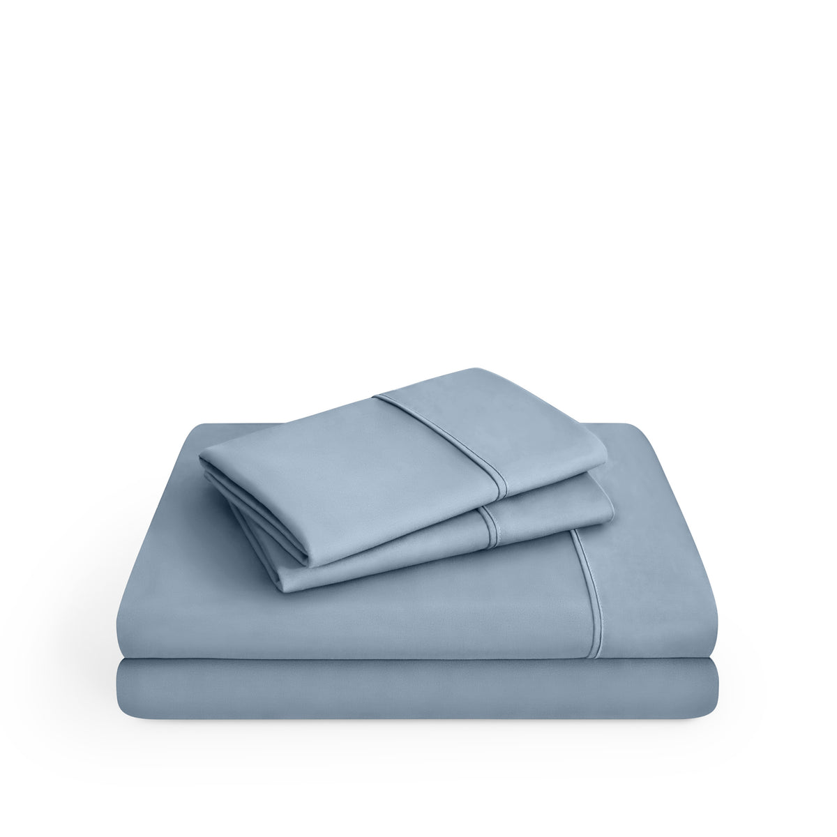 Microfiber sheet set folded and stacked