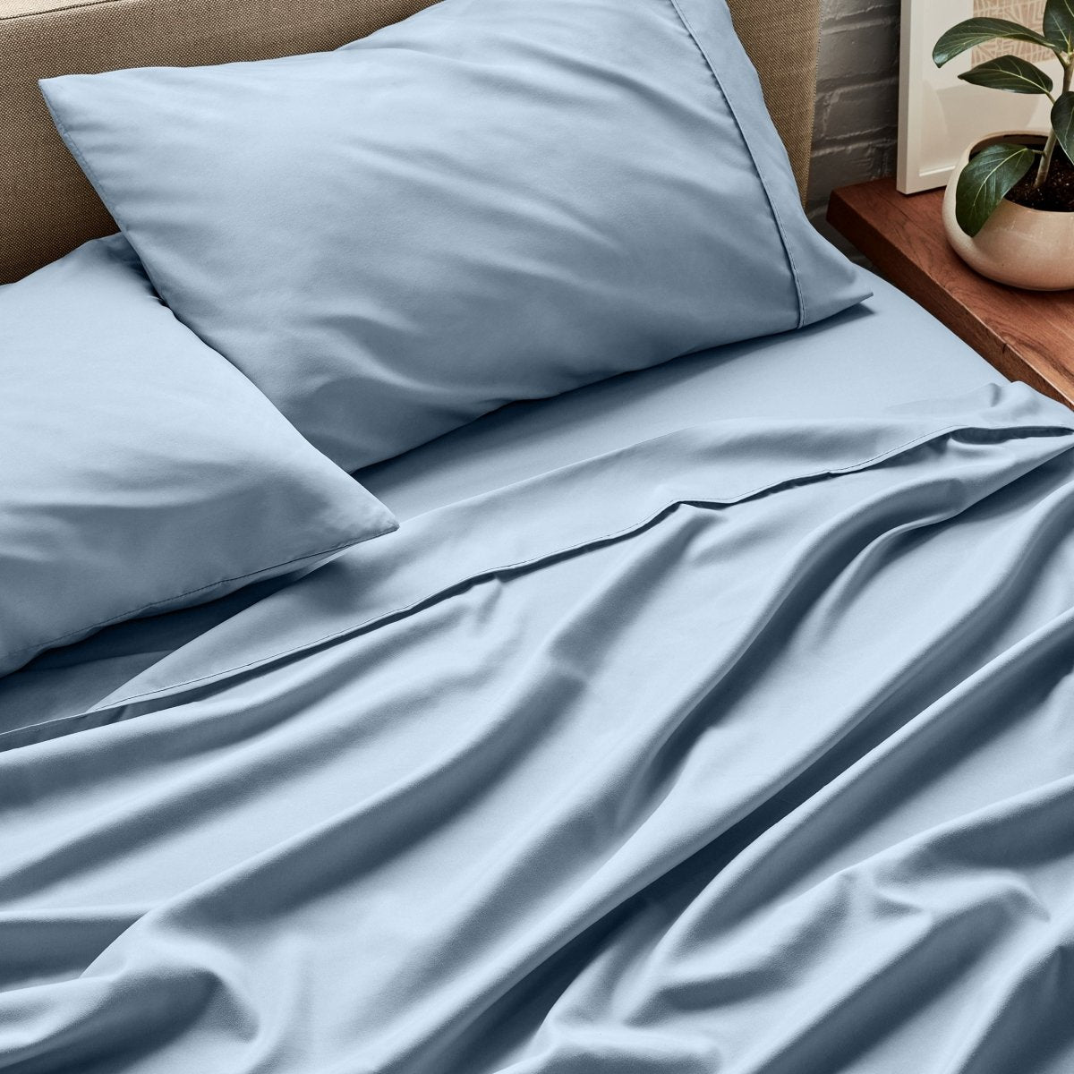 Close up of ultra-soft sheets on a bed