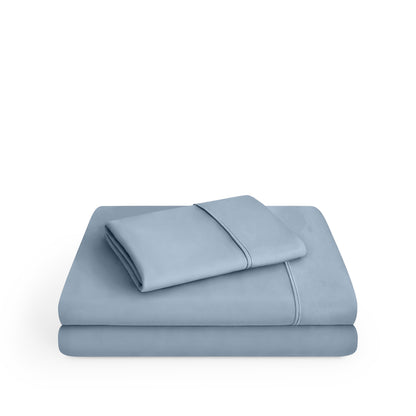 Microfiber sheet set folded and stacked