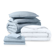 Washed bedding bundle folded and stacked