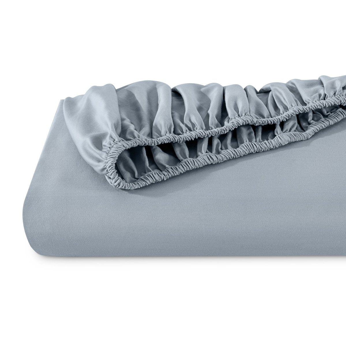 Organic sateen fitted sheet folded