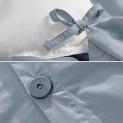 Corner ties and button on a duvet cover