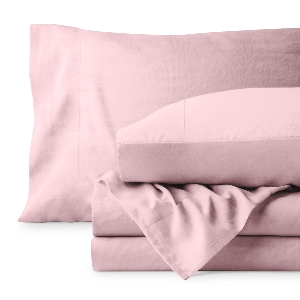 Washed sheet set folded and stacked