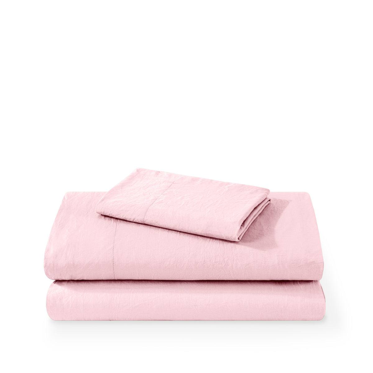 Washed sheet set folded and stacked