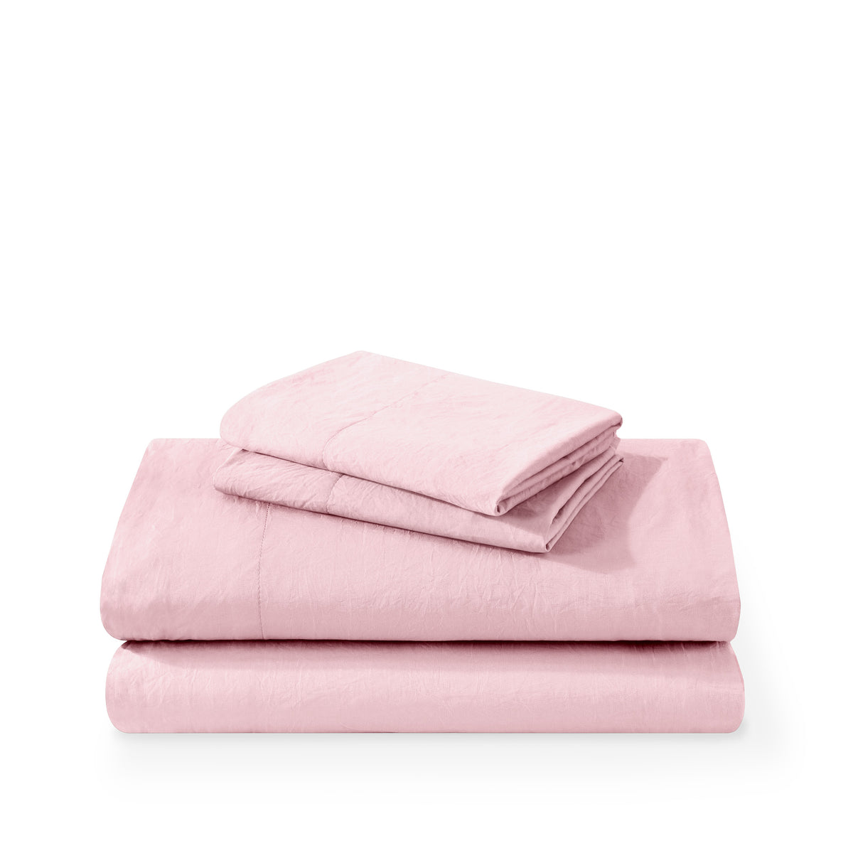 Washed sheet set folded and stacked