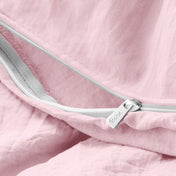 Close up of a duvet cover zipper closure