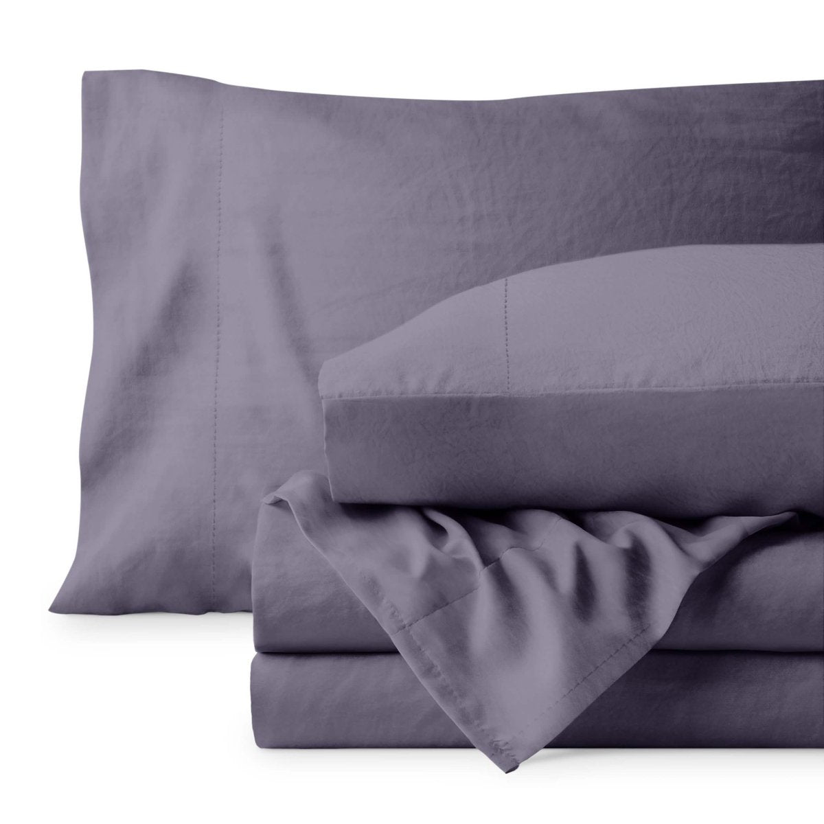 Washed sheet set folded and stacked