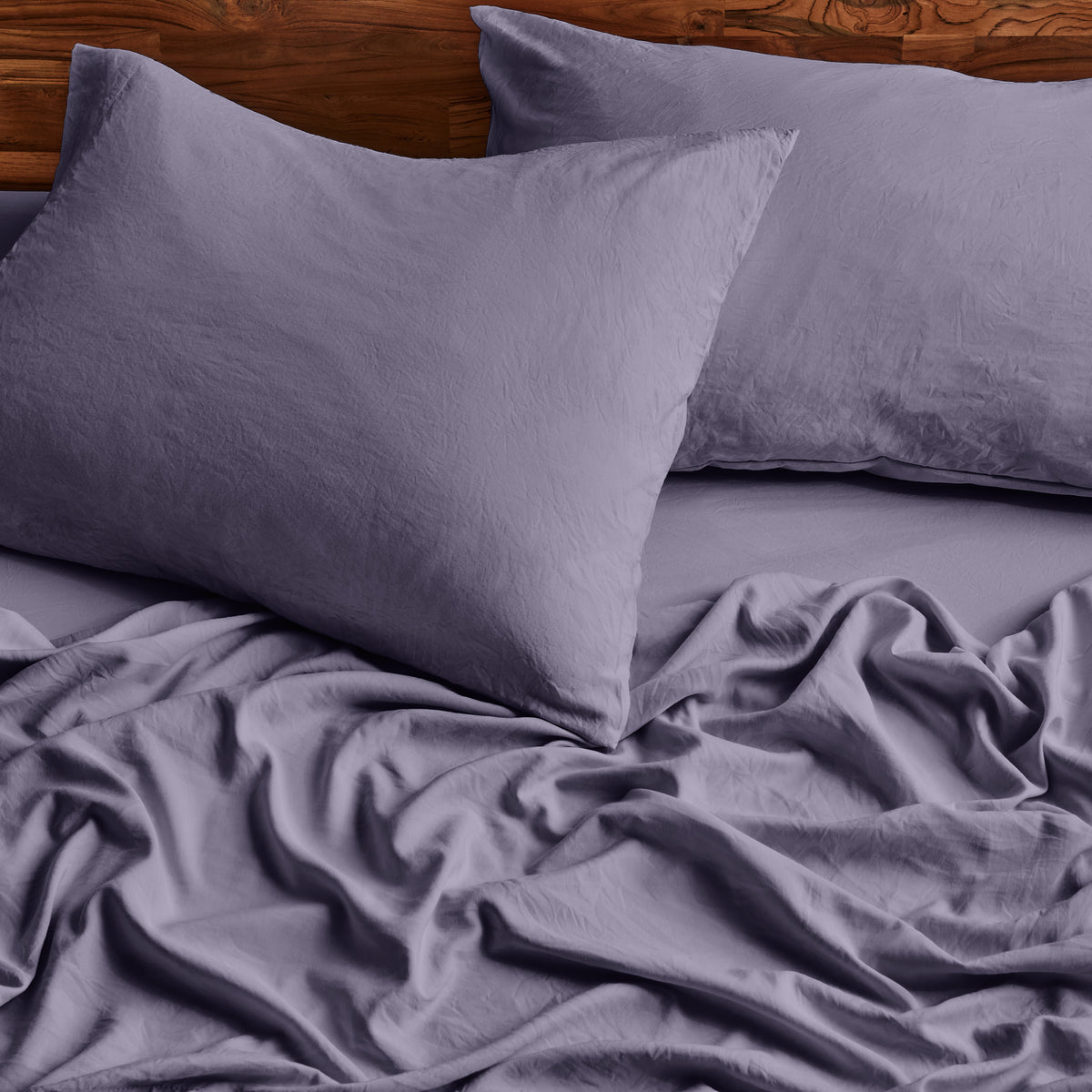 Close-up of sheets and pillowcases on a bed