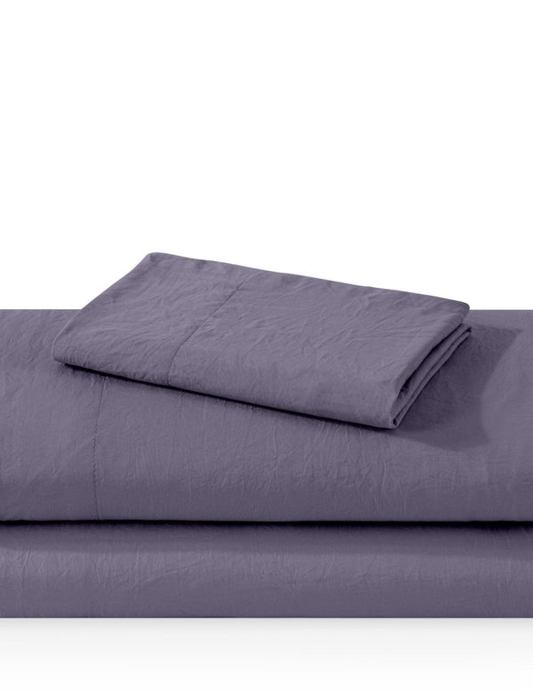 Washed sheet set folded and stacked