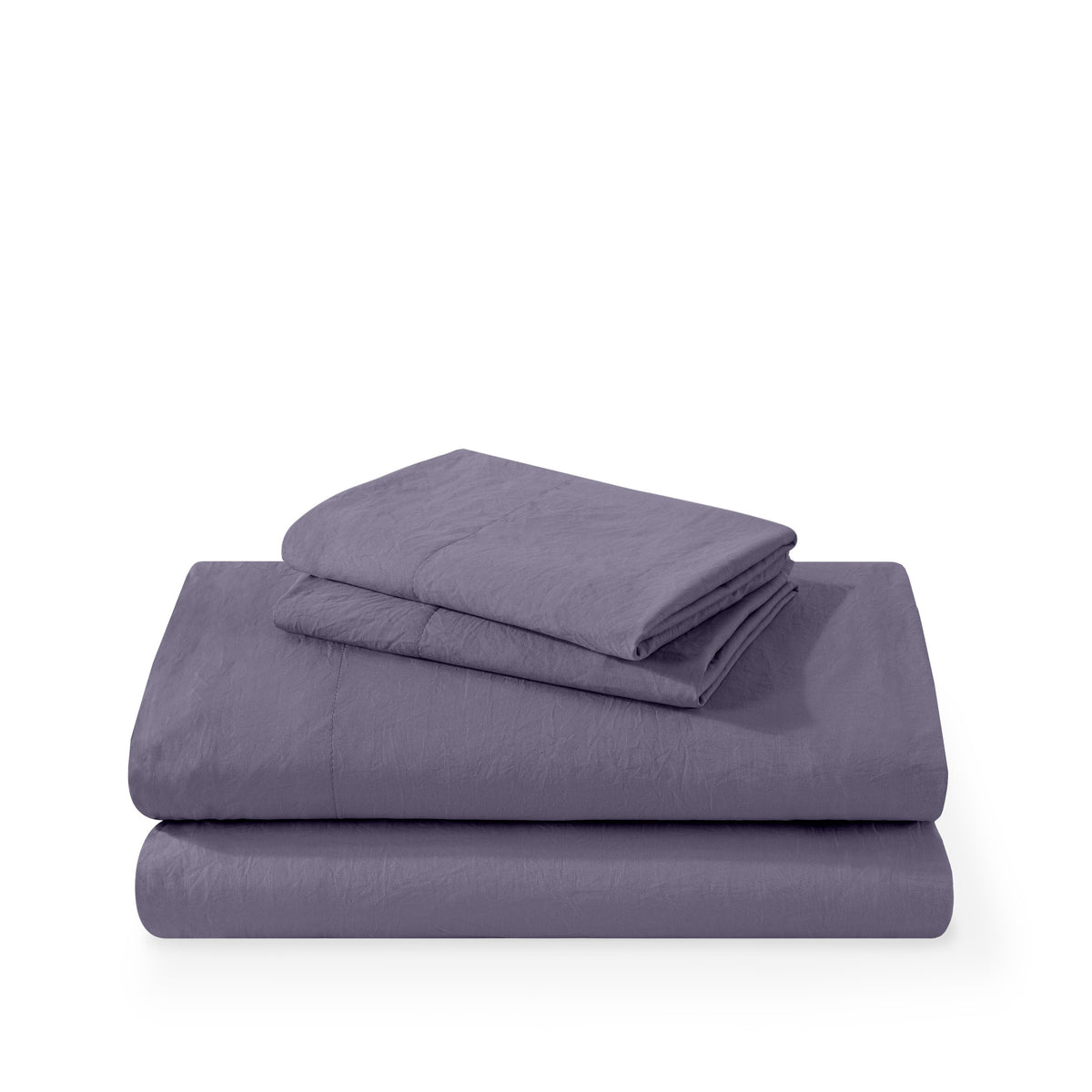 Washed sheet set folded and stacked