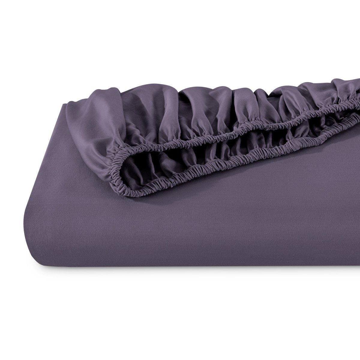 Organic sateen fitted sheet folded