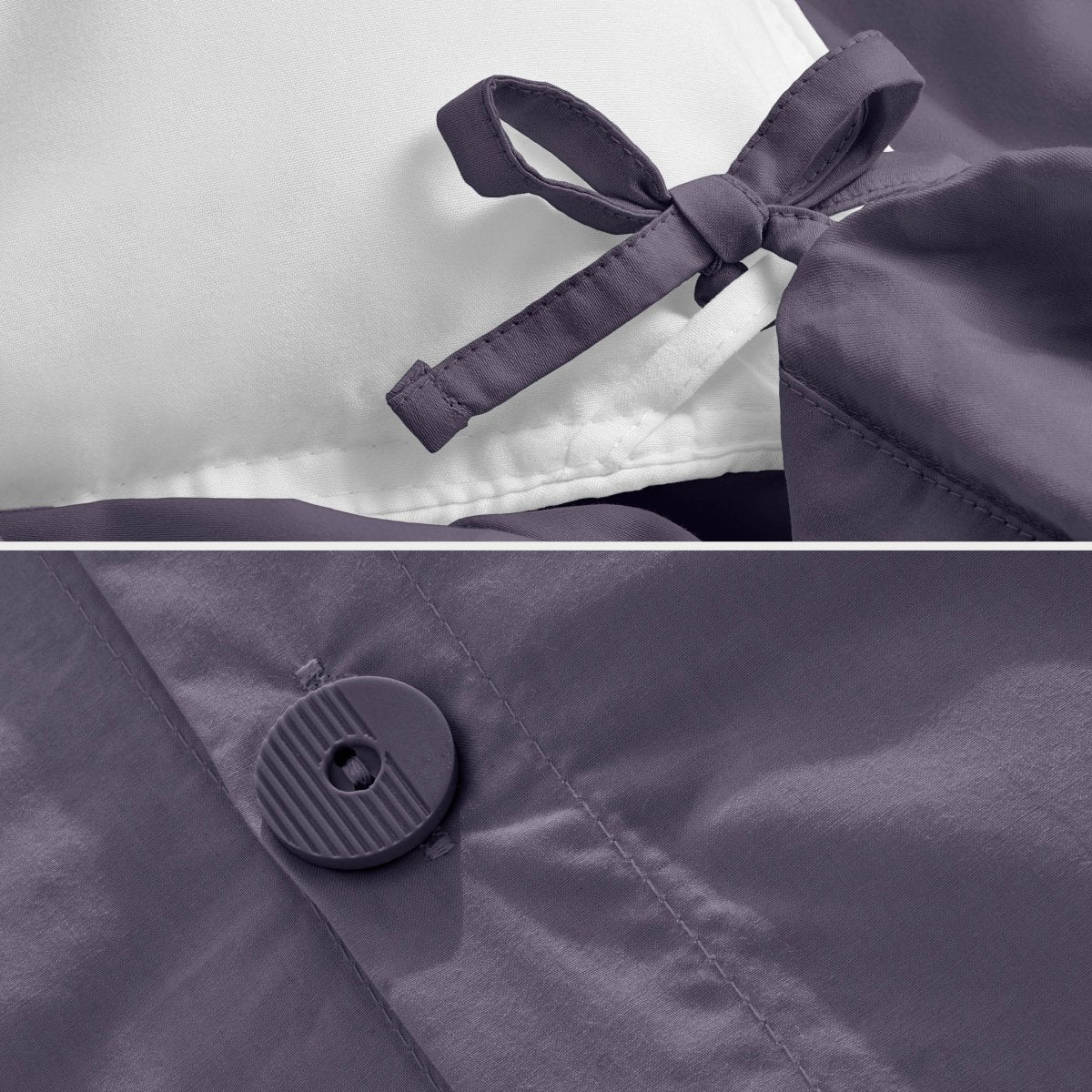 Corner ties and button on a duvet cover