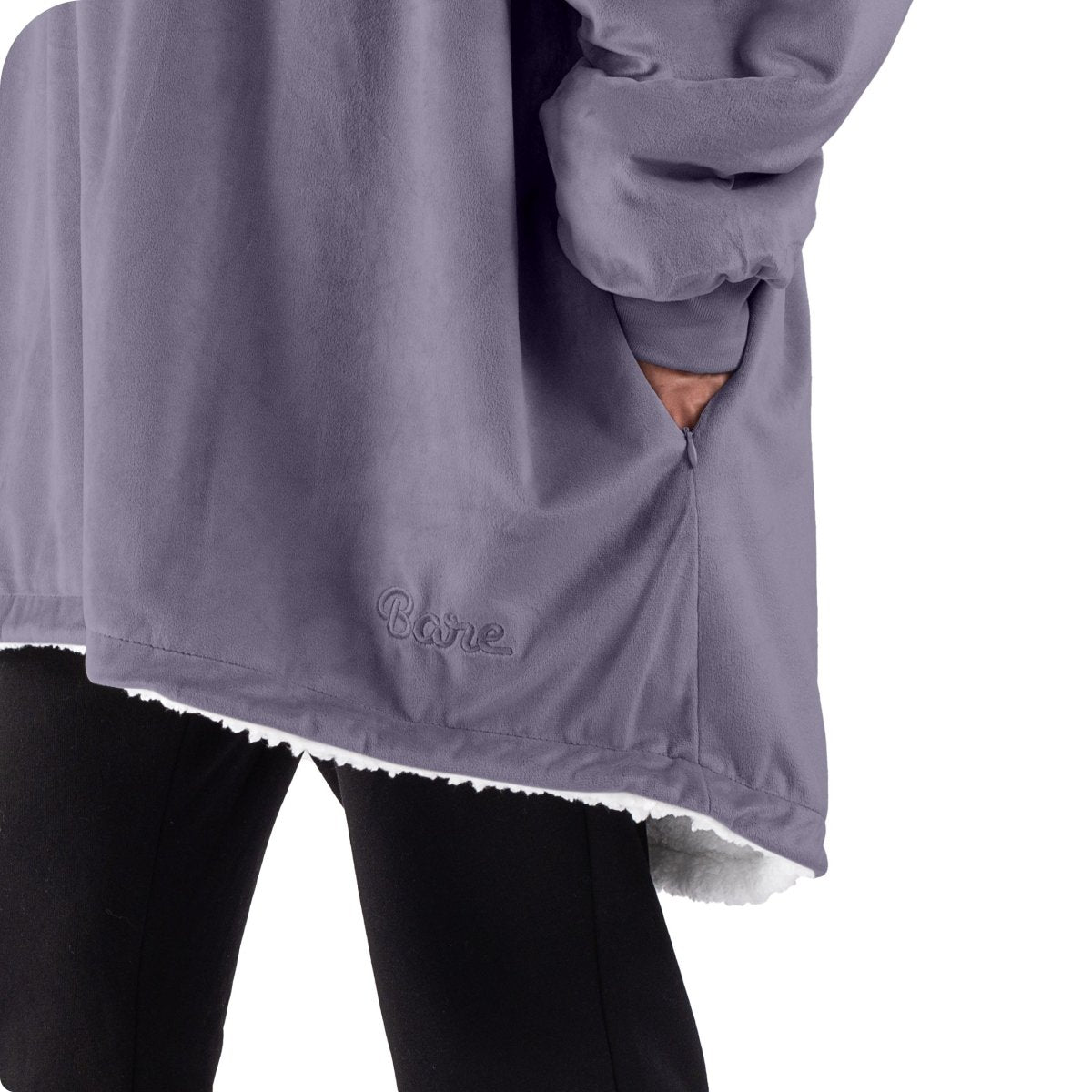 Close up of the pocket on a wearable blanket