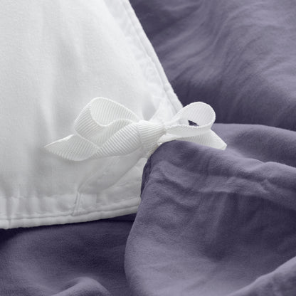 Close-up of a corner tie for a duvet cover