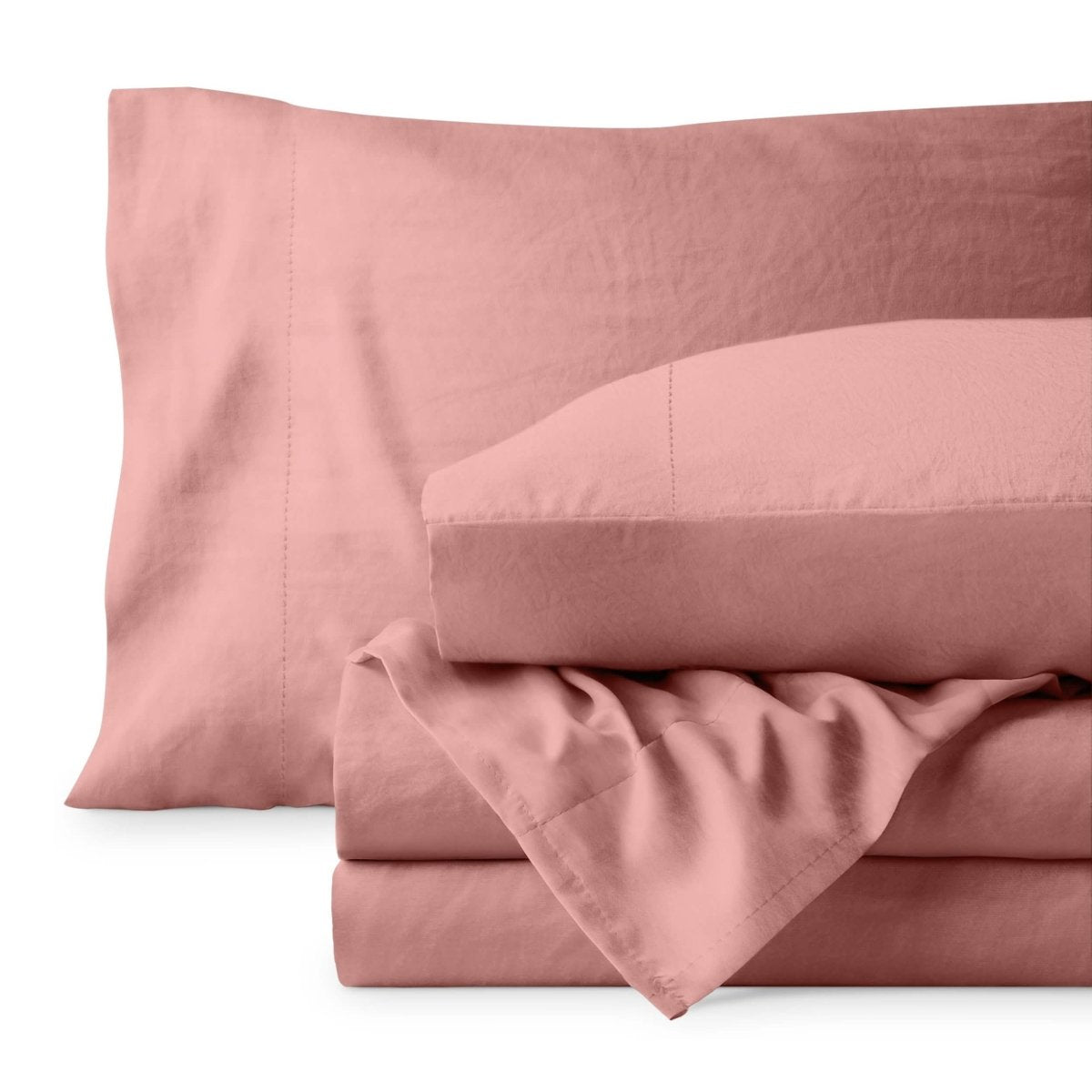 Washed sheet set folded and stacked