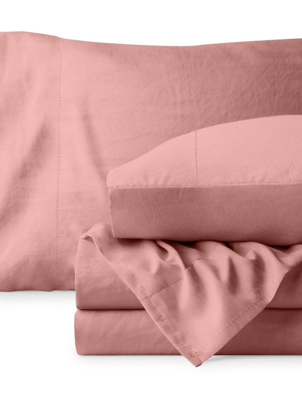Washed sheet set folded and stacked