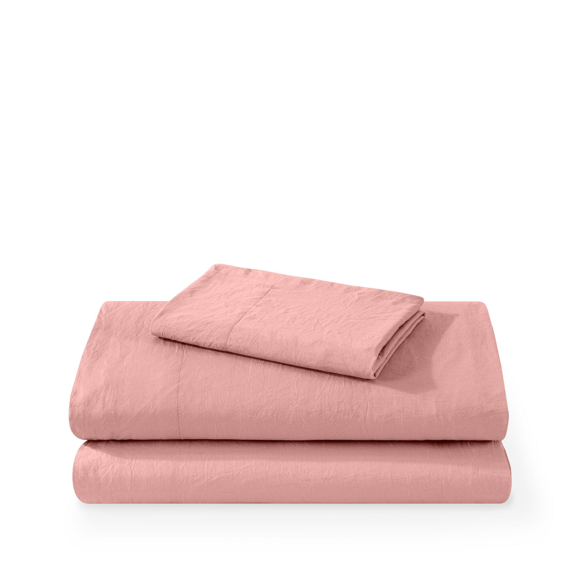 Washed sheet set folded and stacked