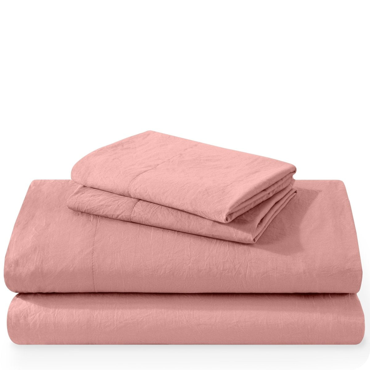 Washed sheet set folded and stacked