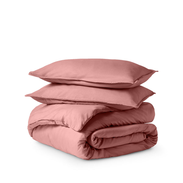 Microfiber duvet set folded on a white background