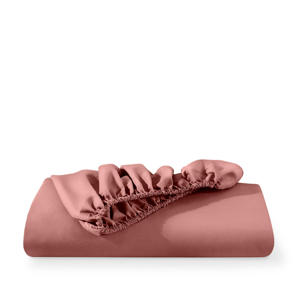 Microfiber fitted sheet folded with a white background