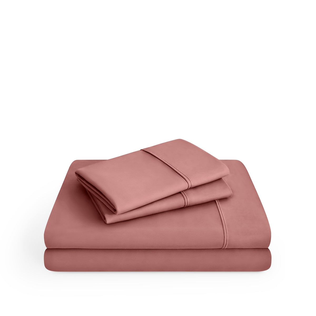 Microfiber sheet set folded and stacked