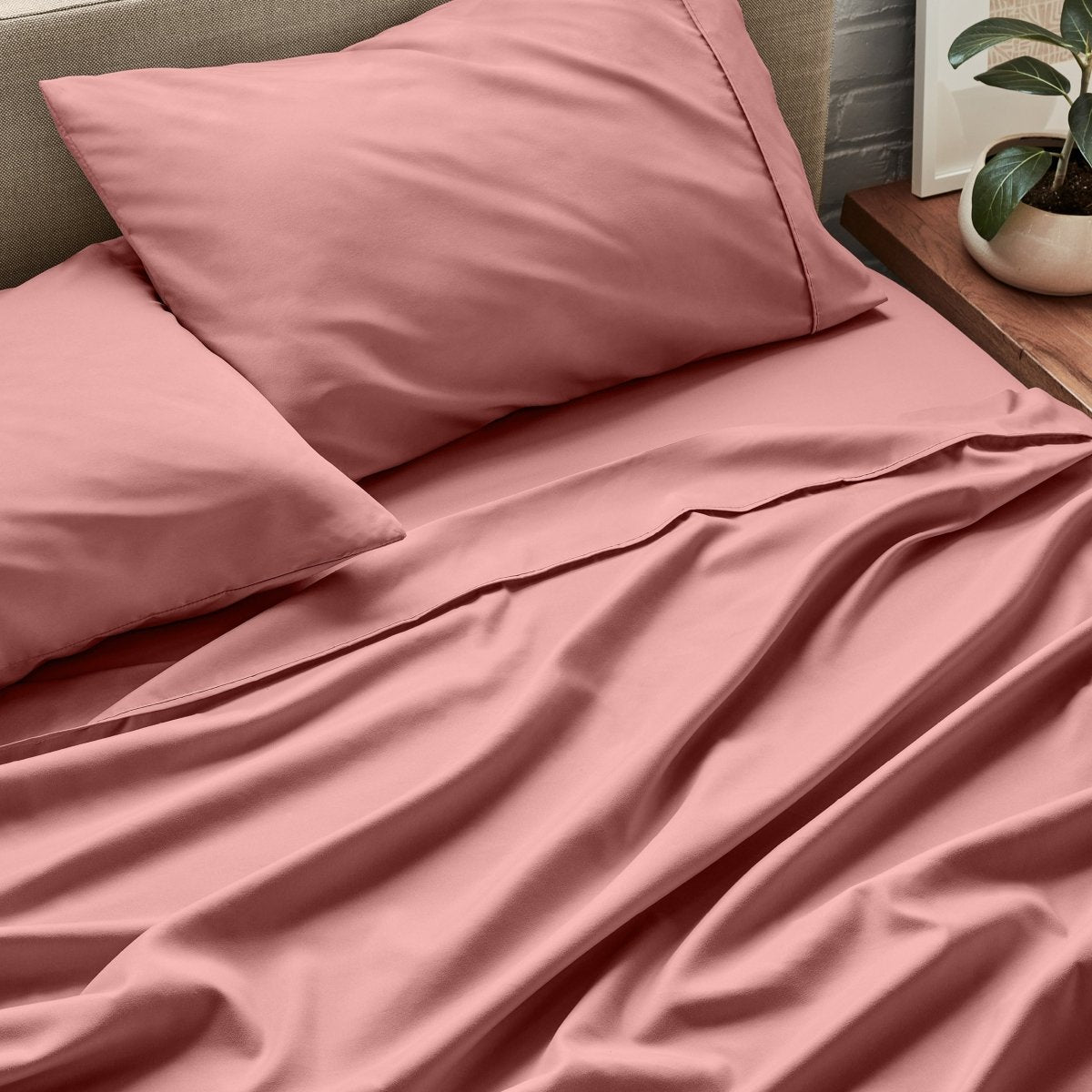 Close up of ultra-soft sheets on a bed